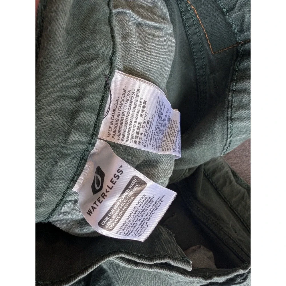 Levis 511 Slim Fit Jeans Mens 40x29 Sage Green Raw Hem WaterLess Denim